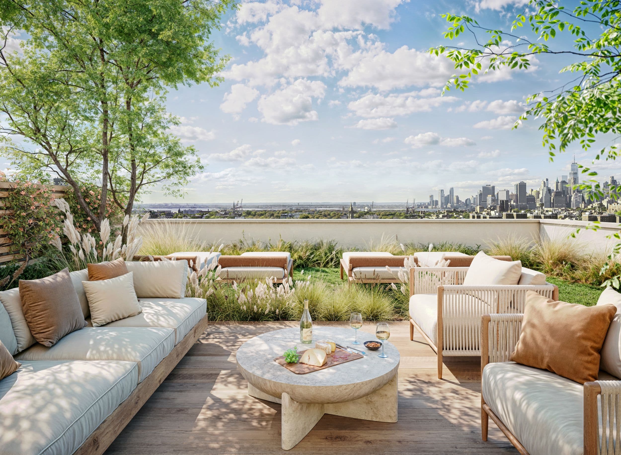 Outdoor terrace overlooking Brooklyn and lower Manhattan